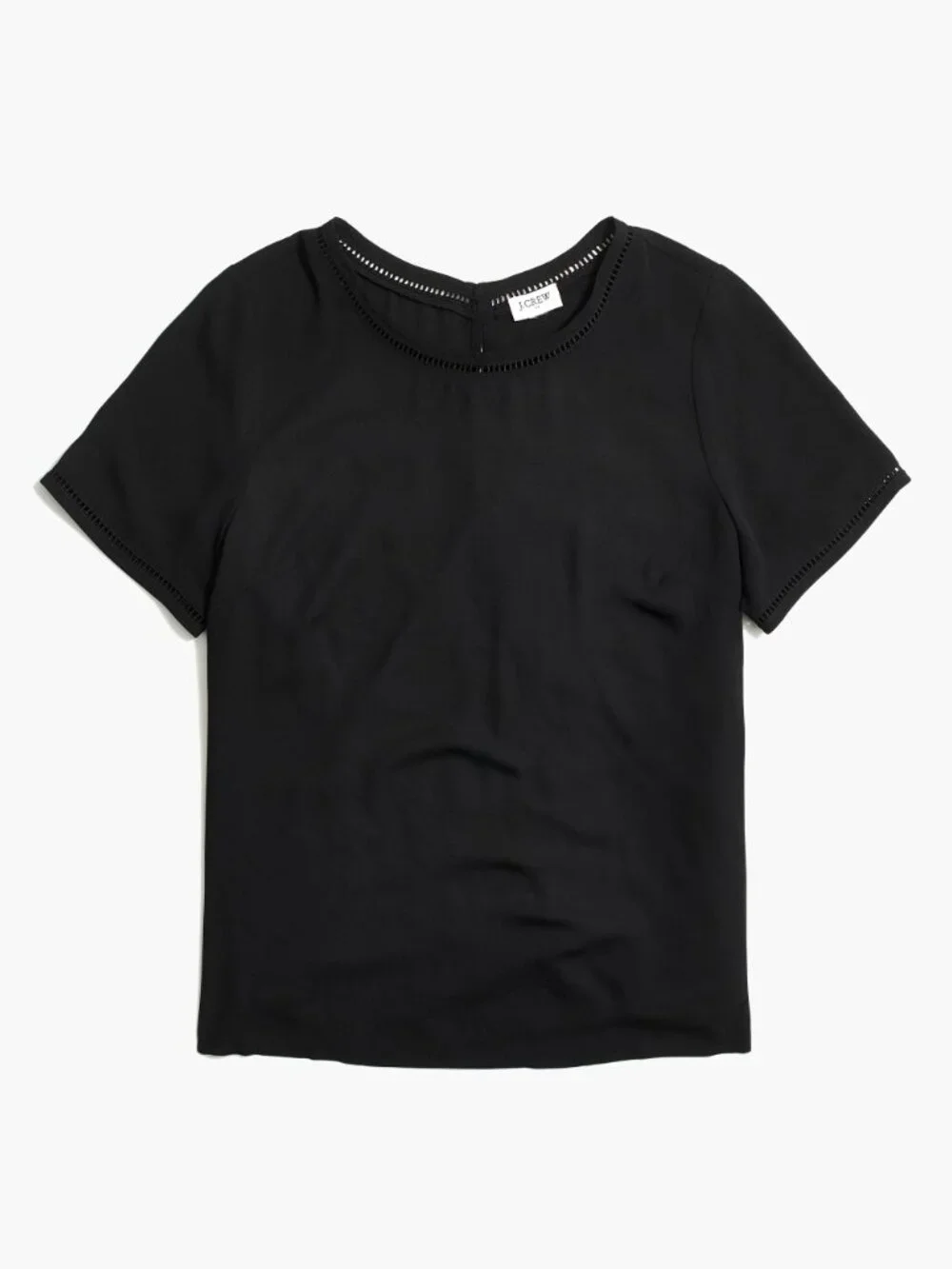2/$30 J. Crew Short-sleeve Top With Ladder Trim Black XS #A3545